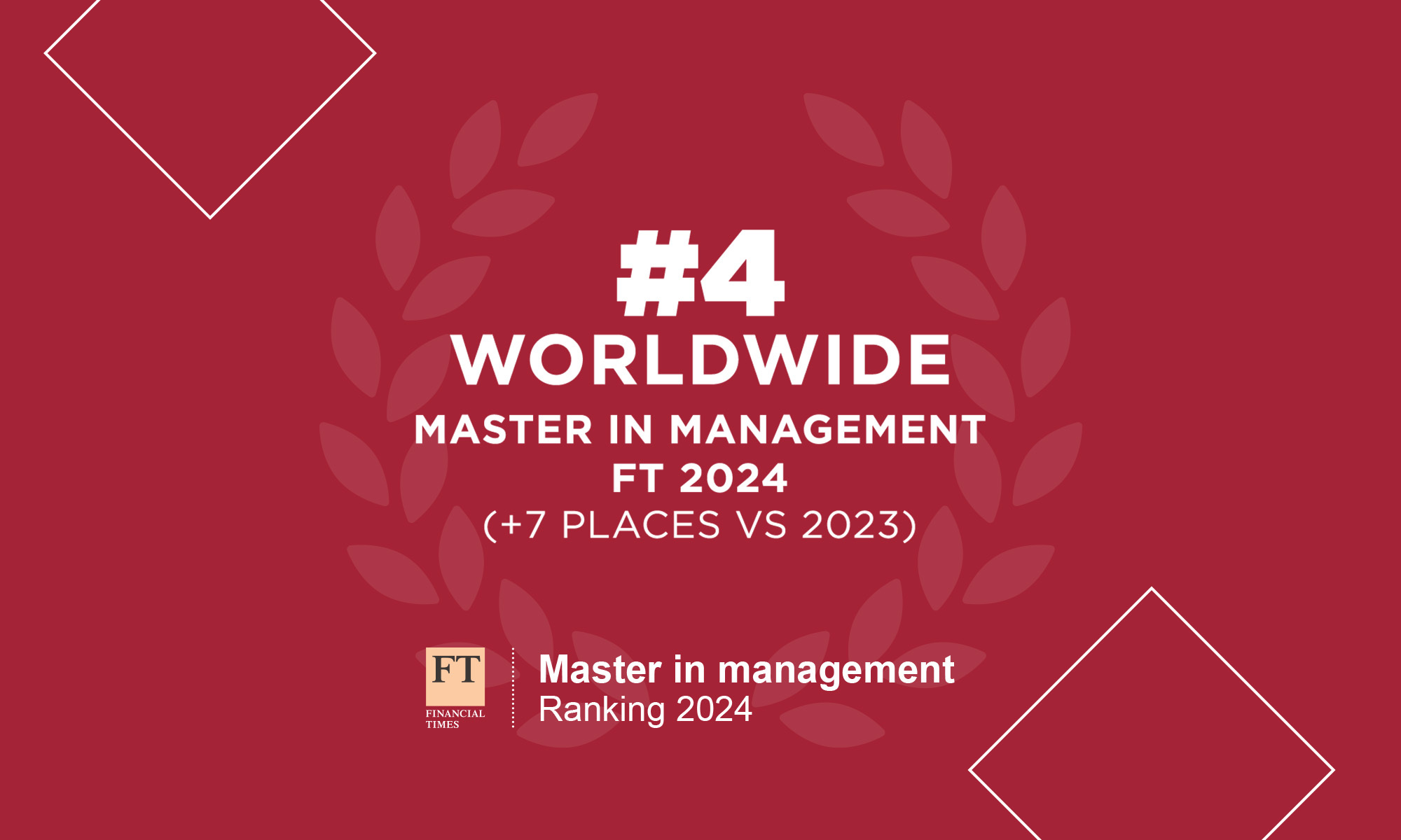 EDHEC Master in Management 4th worldwide FT 2024